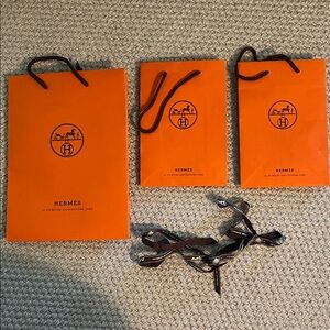 Hermès Orange Shopping Bags Set